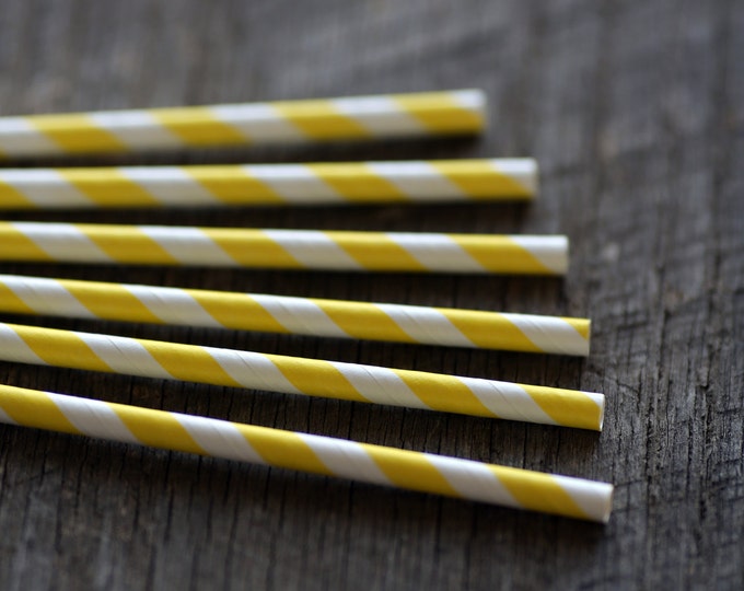 Lemonade Yellow- Paper Straws- Set of 12