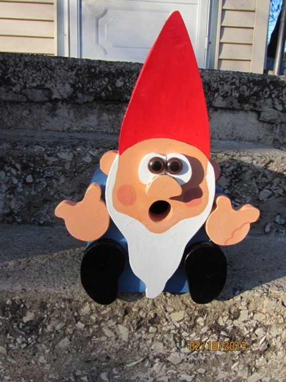 Handmade Custom Wooden Male Garden Gnome by tomscraftcastle