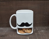 I Mustache You to Back Away from My Cookies - Ceramic Cookies and Milk Dunk Mug