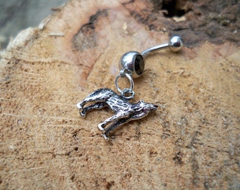 body jewelry wolf belly button ring