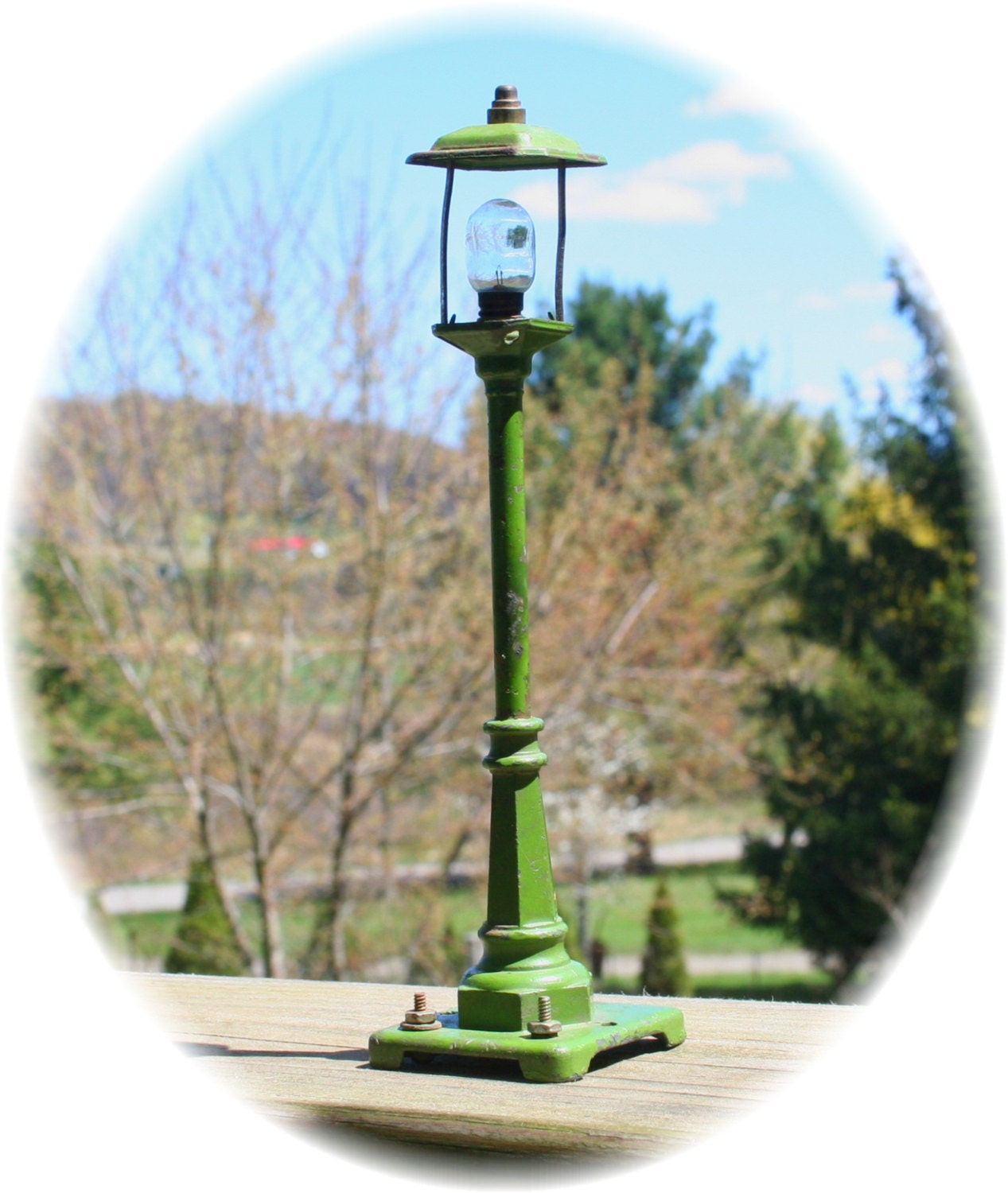 Antique Victorian Green Railroad Lamp Light Post Pole LIONEL