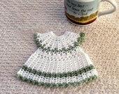 New Crochet Dress Kitchen Trivet Hot Pad, Retro Style Lace Pinafore Frock
