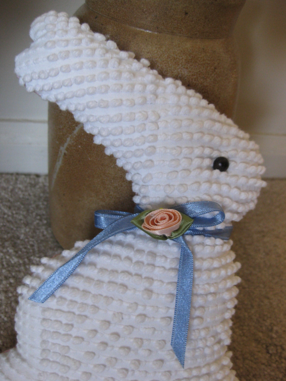 Handmade Vintage White Chenille Easter Bunny