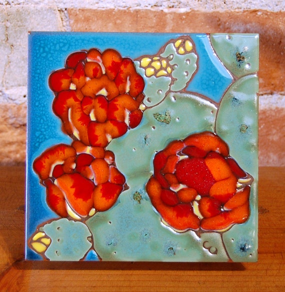 6x6 Hand Glazed Decorative Tile Coaster Trivet
