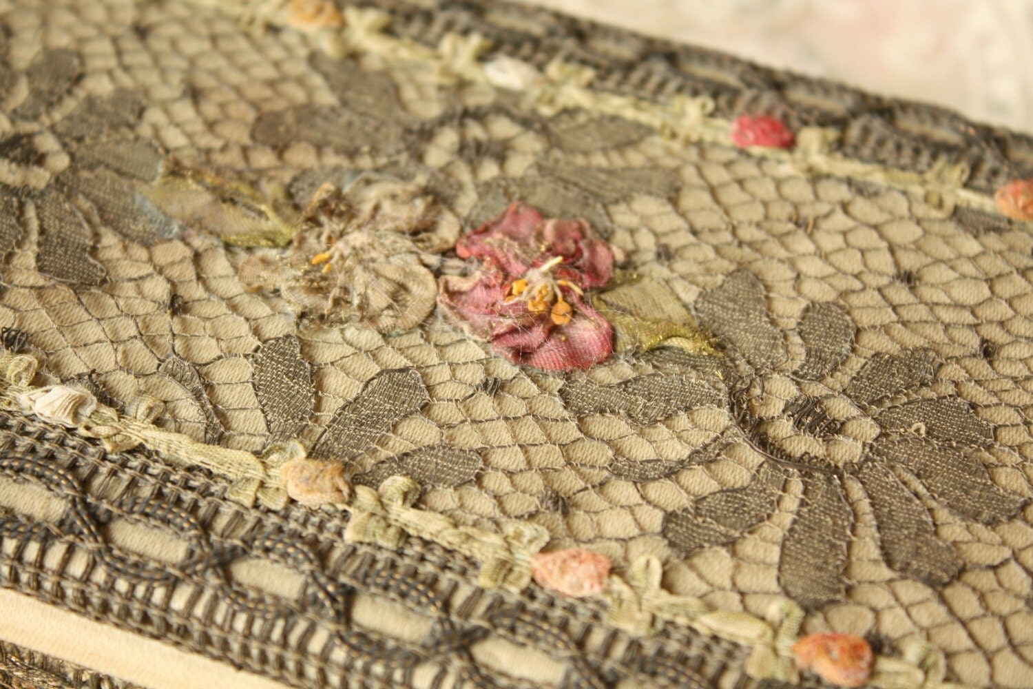 Antique French Metallic Lace Ombre Ribbon Work by TheFrenchLaundry