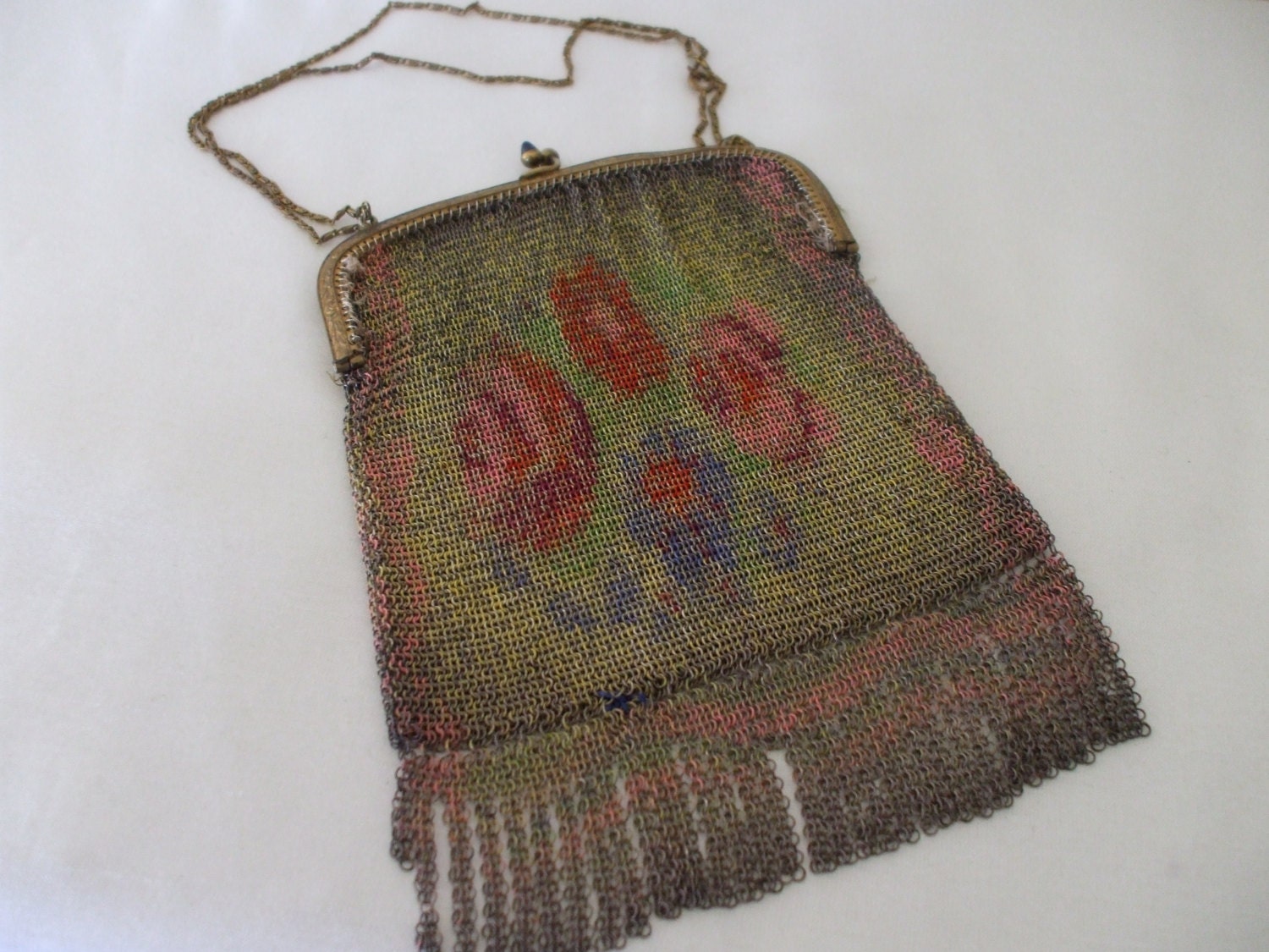 antique german silver mesh purse