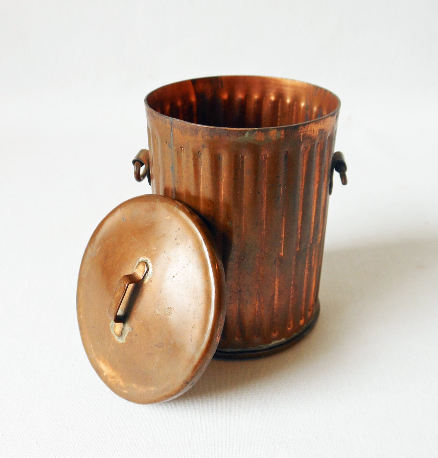 Vintage Copper CanMini Garbage CanVintage Office Decor