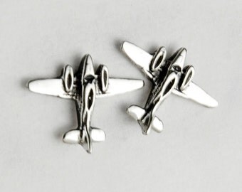 Airplane Sterling Silver Post Earrings