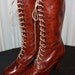 Reserved for Patz ,SALE Last pair 6 US / 37 European Victorian Boots Ankle Boots Lace up polish Brown Leather Boots High Heels Shoes