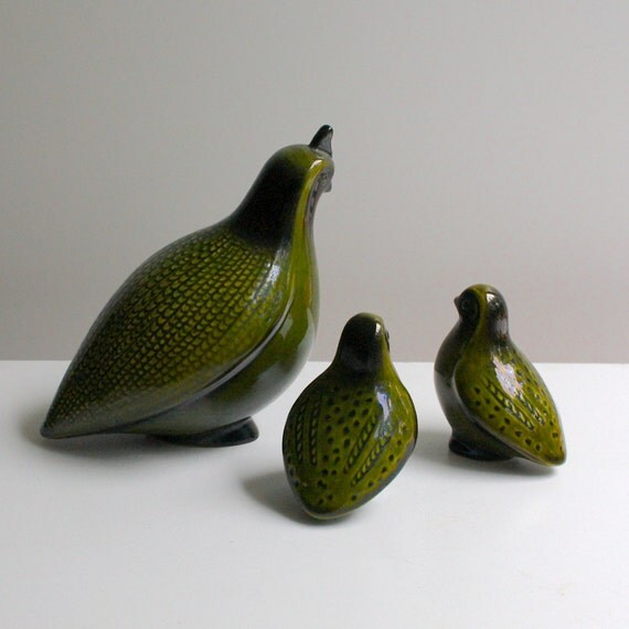 Vintage Ceramic Quail Figurines Set of by KitchenTableVintage