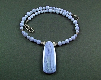 Gorgeous Blue Lace Agate Necklace - N211