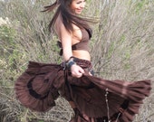 Chocolate Brown Steampunk,Burning Man, Gypsy Belt Bustle