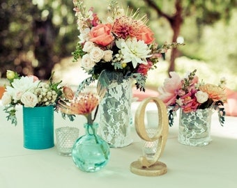 Gold Table Numbers for Wedding or Events - Metallic Painted Wooden Numbers, SET OF 1-20 (Item - NUM120)