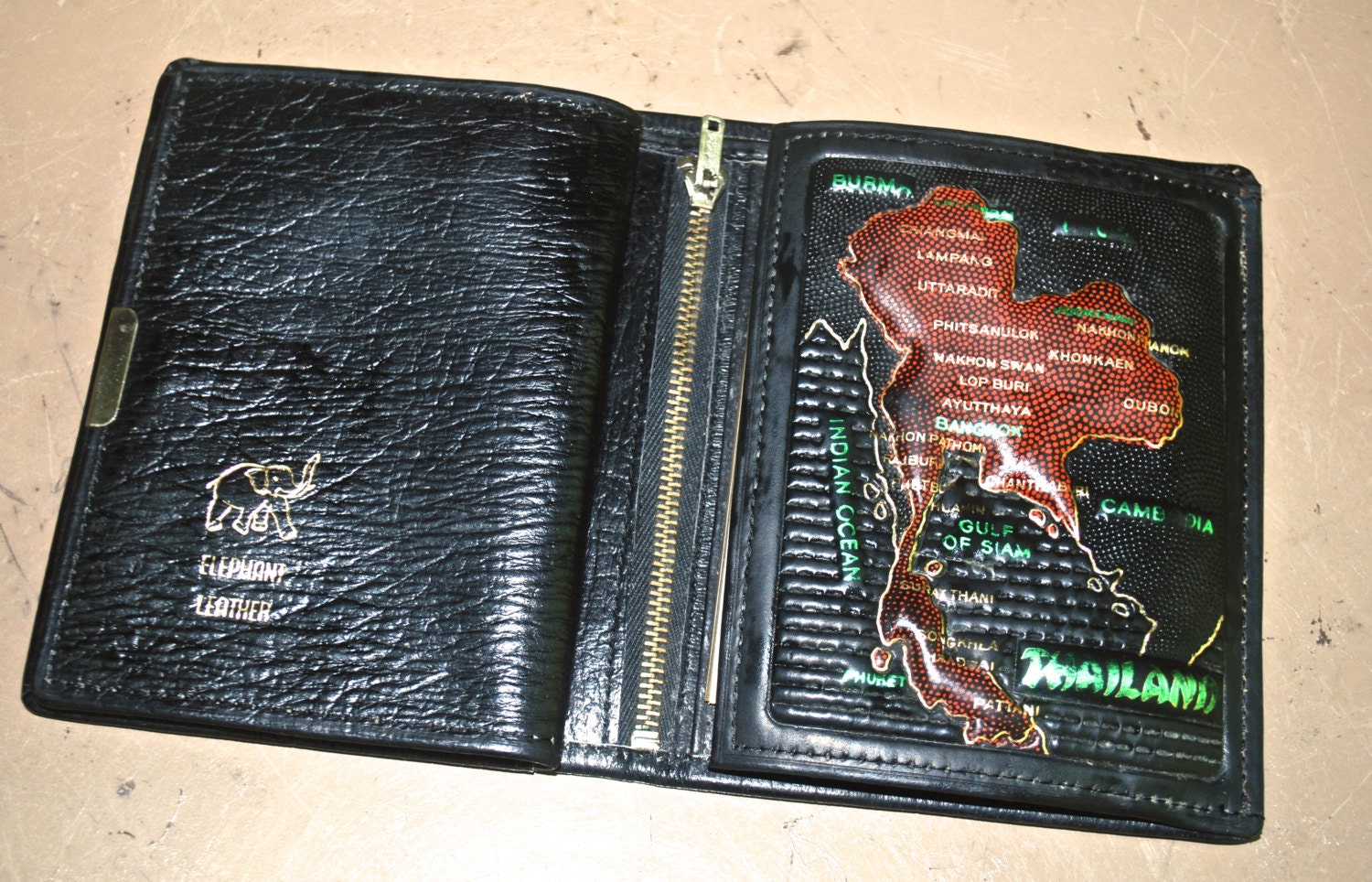 vintage elephant leather wallet 1950s-60s Jacob new w/
