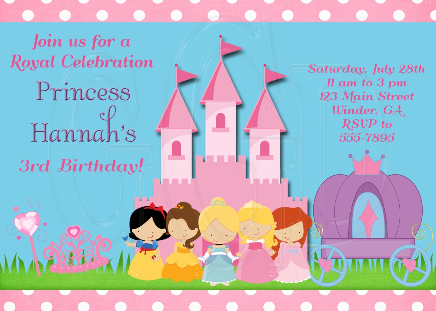 Princess Birthday Invitation Disney Inspired-Digital File