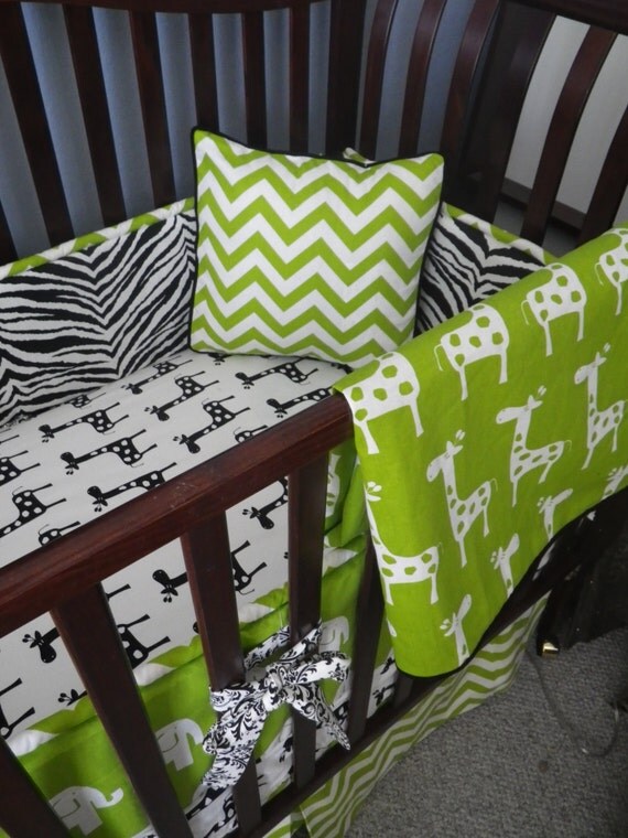 Custom Crib Bedding You Design Bumper and Bedskirt in Black
