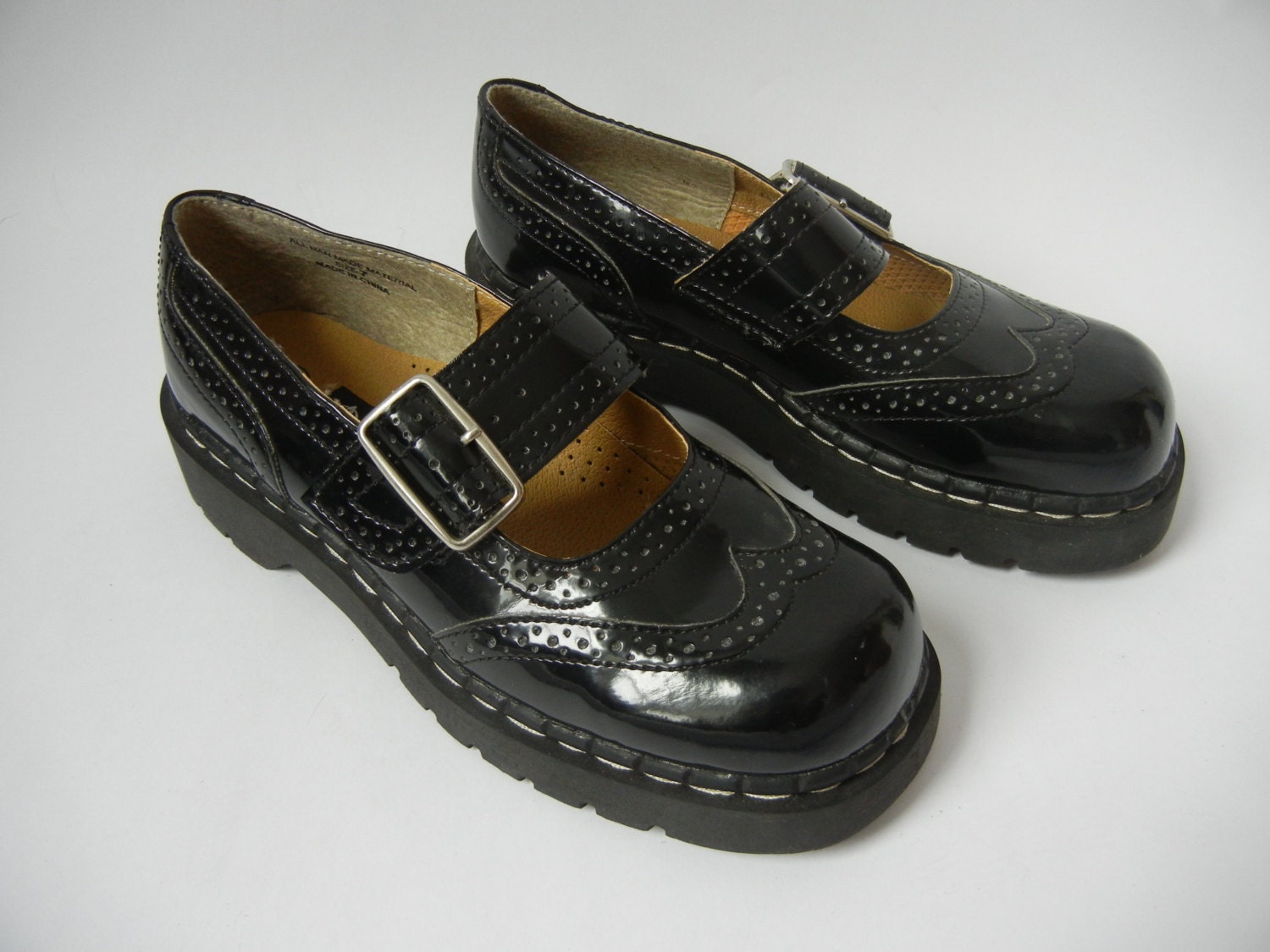  Vintage  Mary  Jane  Shoes  Size 6 5 Black 90 s Punk
