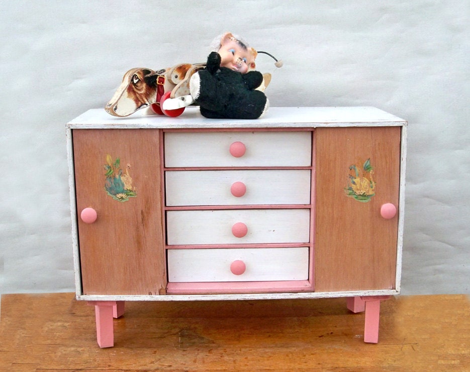 Super Cute 1940s50s Doll Dresser Child’s Play Wardrobe Haute Juice