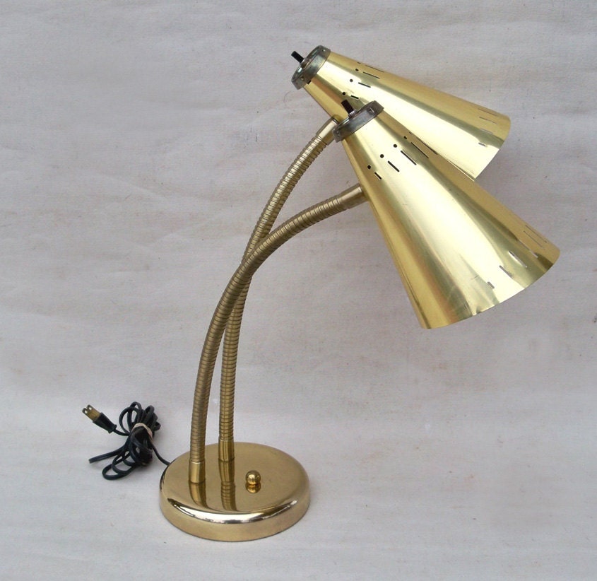 MidCentury Double Gooseneck Table Lamp Bedside Lamp