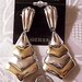 Chevron Triangle Pierced Earrings Silver Gold Tone Vintage Smooth Layered