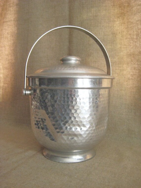 Vintage Hammered Aluminum Ice Bucket