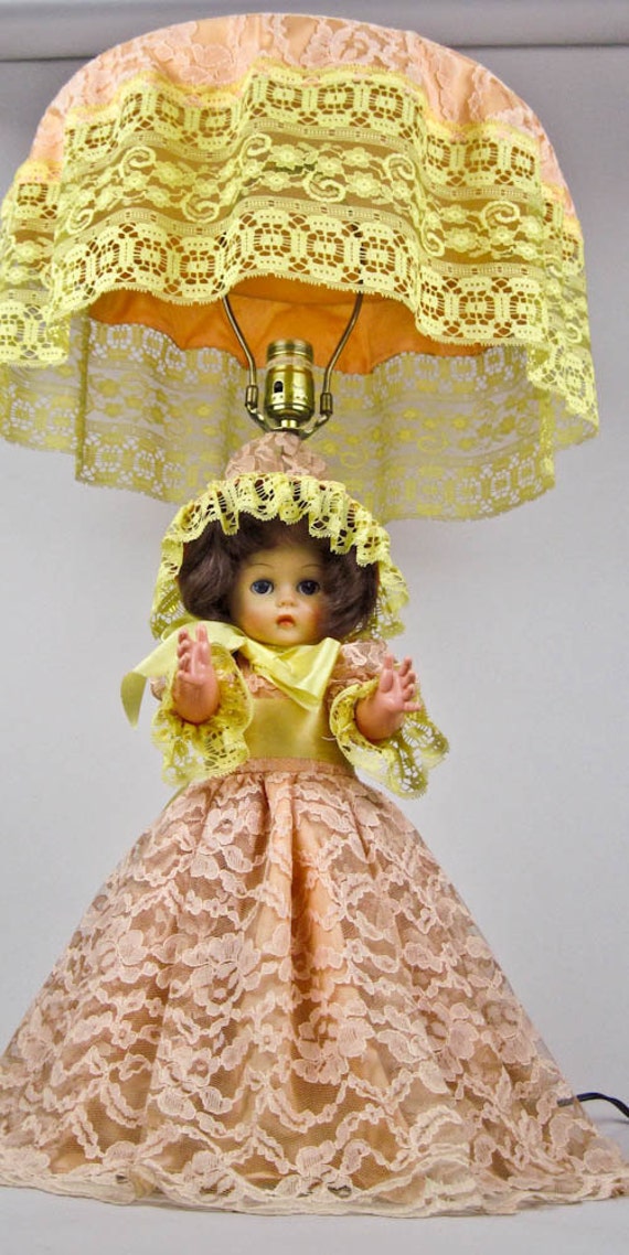 Table Lamp Doll Lamp Vintage Lace Handmade Lamp Southern Belle