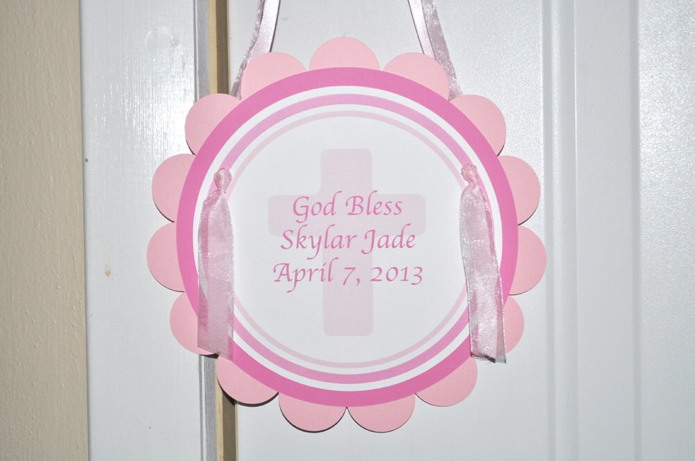 Girls Baptism Door Sign Baptism or First Communion Party