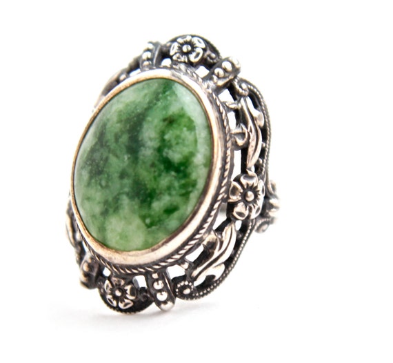 Antique Sterling Silver Art Nouveau Green Stone by MaejeanVintage