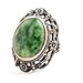 Antique Sterling Silver Art Nouveau Green Stone Ring - Filigree Semi Precious Stone Jewelry Signed Uncas / Moss Agate Swirl