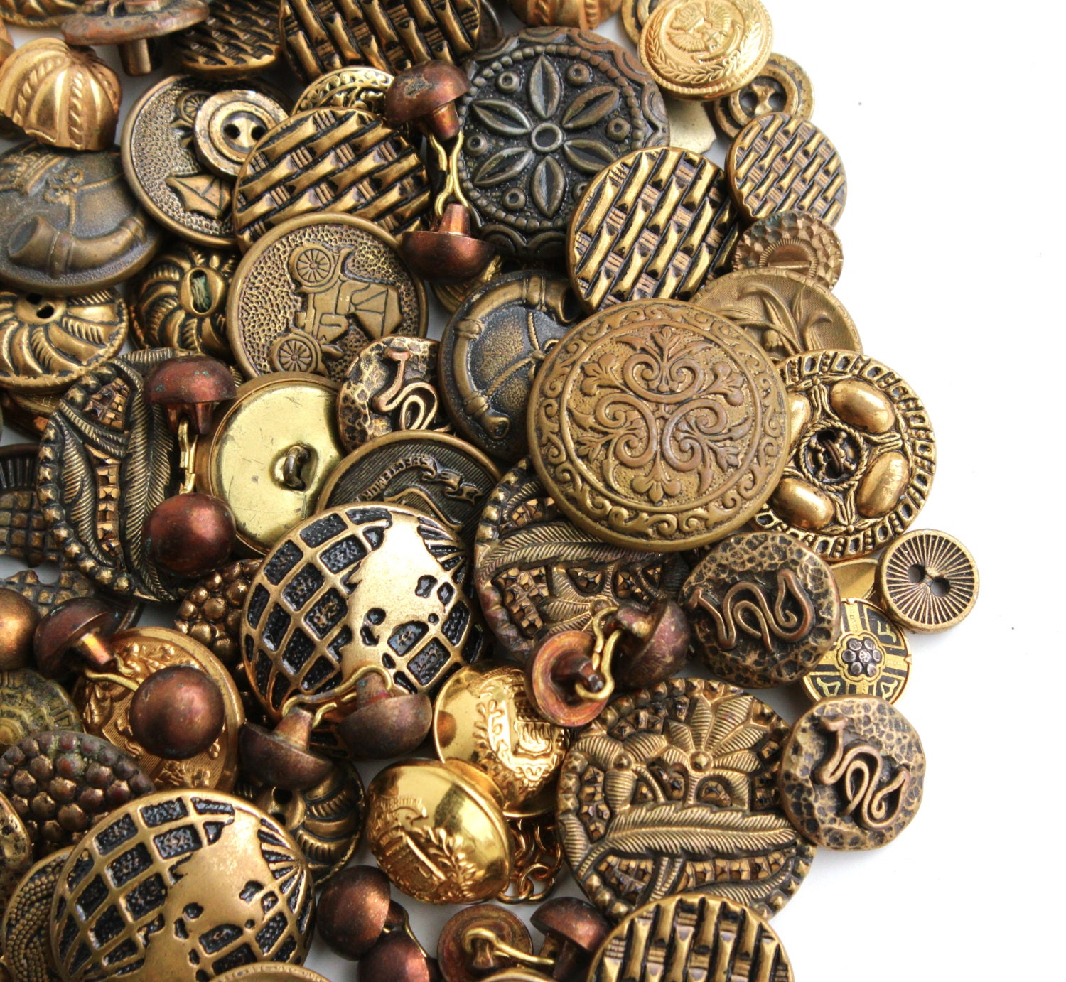 Huge Vintage & Antique Brass Button Lot Over by MaejeanVintage