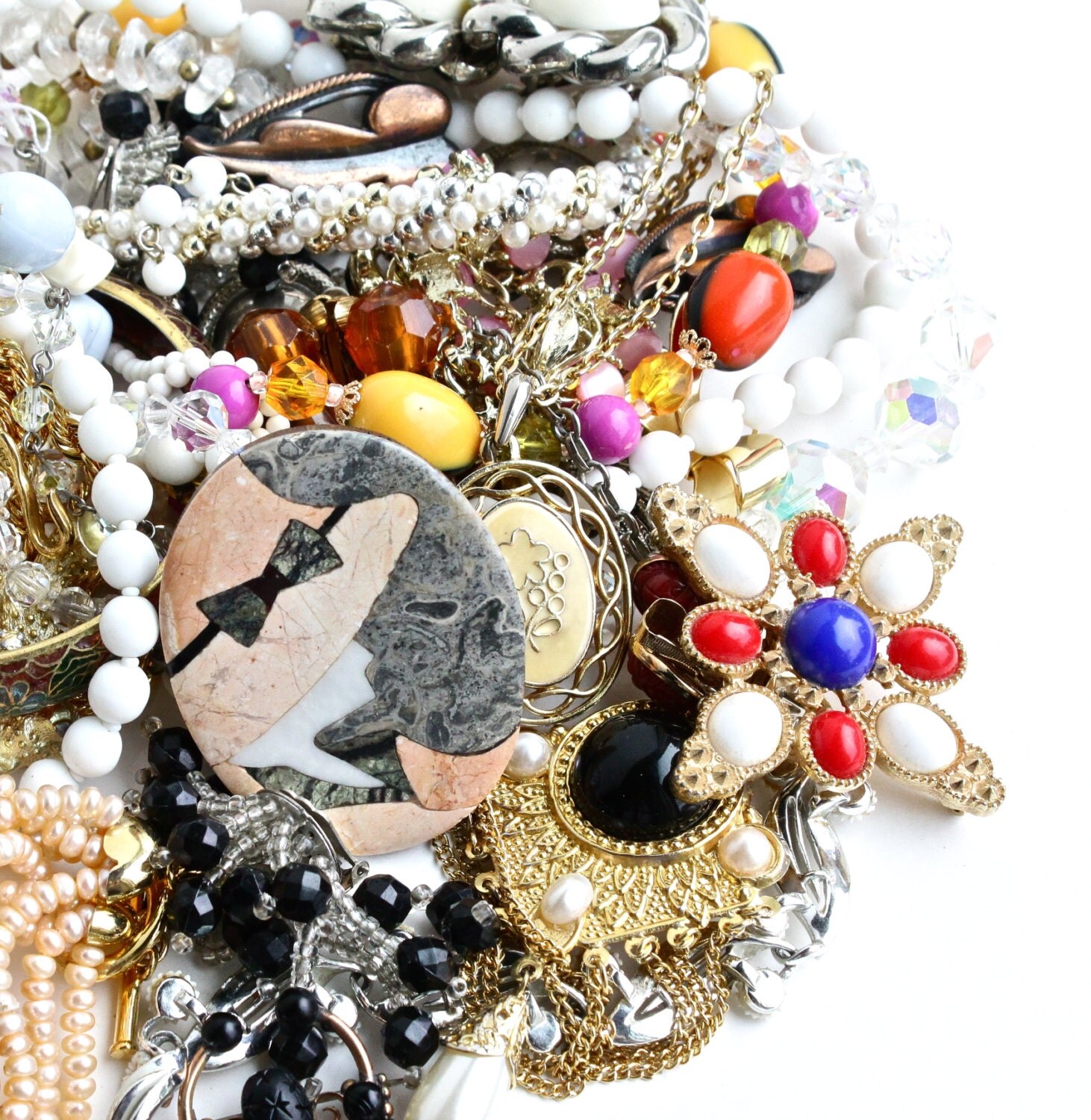 SALE Huge Lot of Vintage Costume Jewelry Pins Earrings