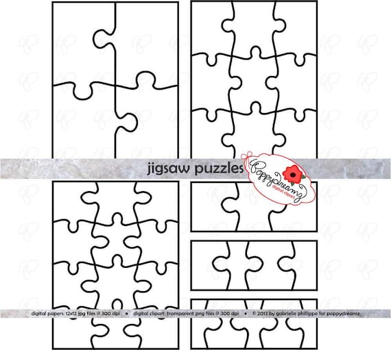 jigsaw puzzle template pdf and clipart set 300 dpi school