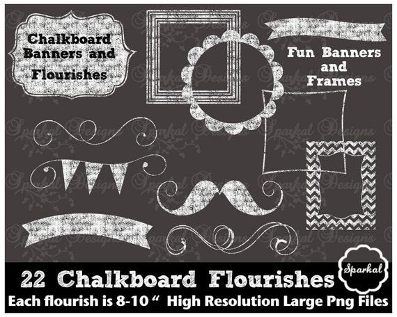 Items similar to Chalkboard Frames Chalk Clip Art Rustic ...