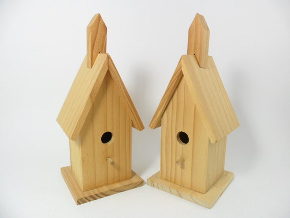 Birdhouse Church Unfinished Wood - 2 Pieces