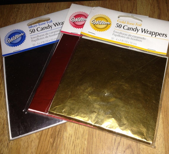 Wilton Candy Wrappers Foil Red Gold Silver by TreasureHill on Etsy