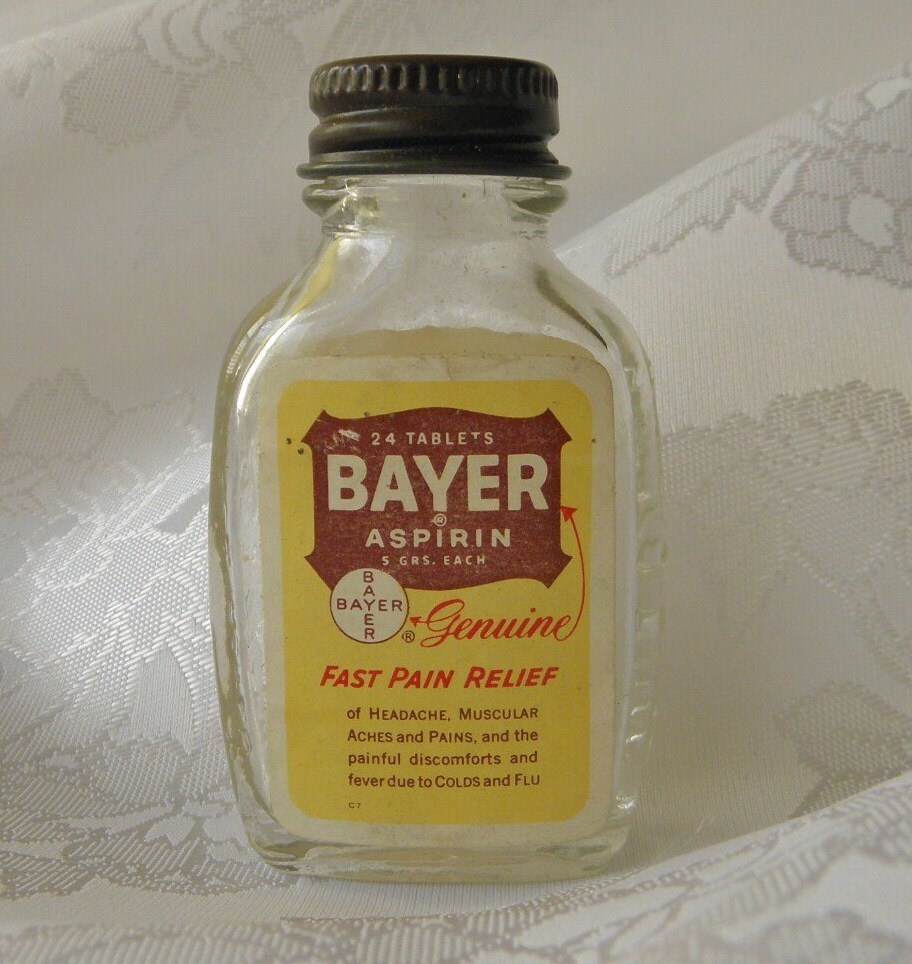 Vintage Bayer Aspirin Glass Bottle