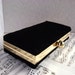 Black velvet minaudiere clutch, formal clutch with chain