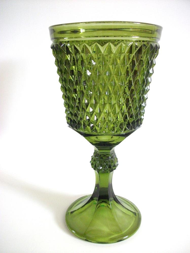 Vintage Green Glass Pedestal Dish
