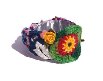 Boho chic woven embroidered bracelet