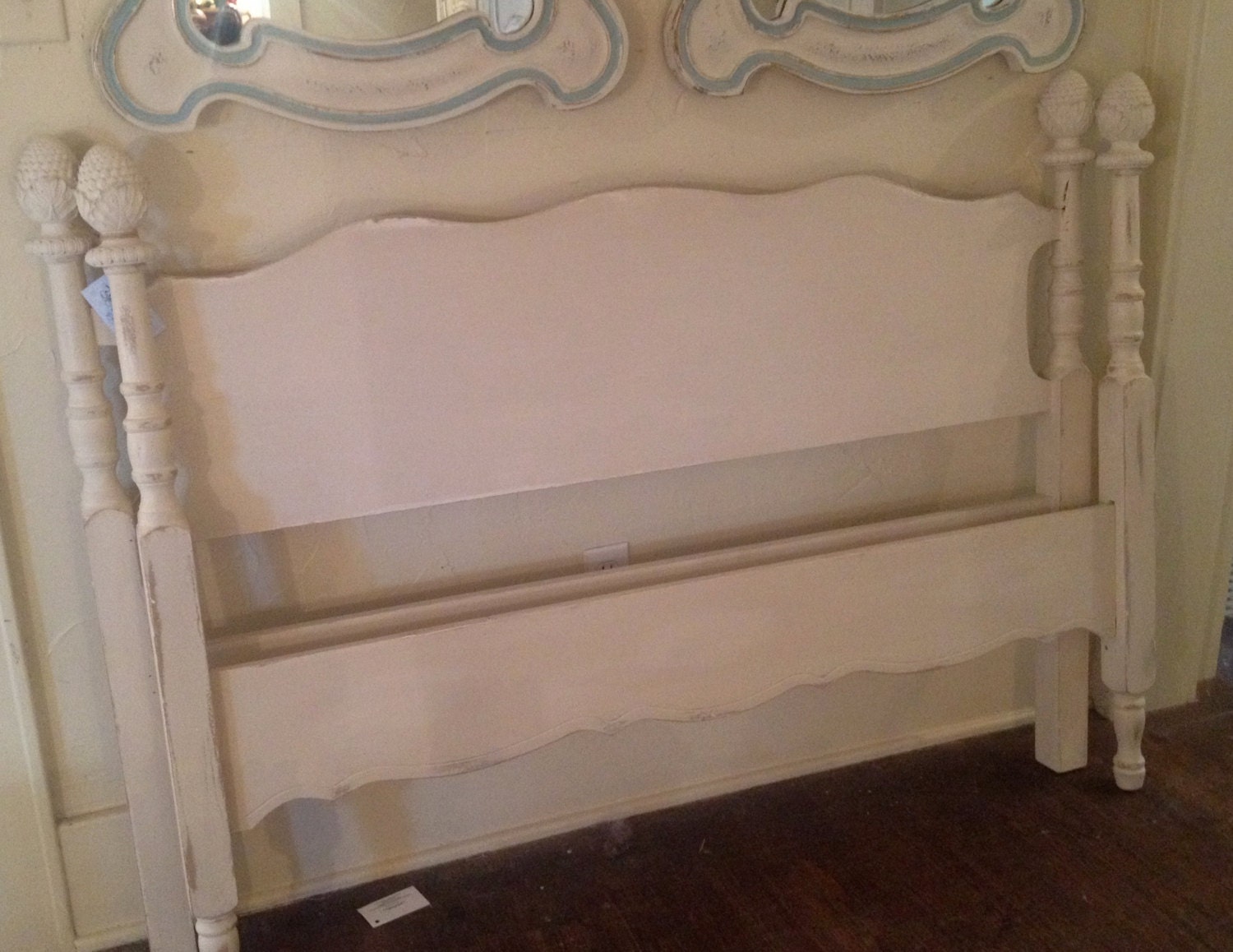 Farmhouse Chic Painted Bed Pineapple Distressed Full Headboard