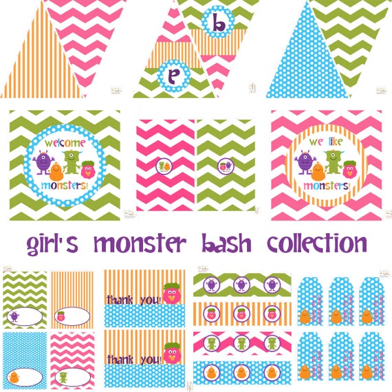Pink Monster Birthday Party, Monster Baby Shower, Monster Birthday Decorations, Monster Baby Shower Decorations, Monster Party Decorations Il_570xn