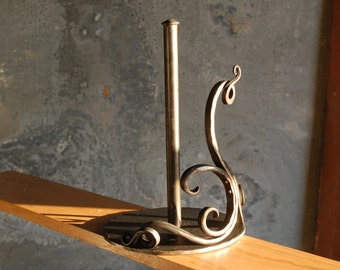 Ornate Paper Towel Holder - Hand Forged by a Blacksmith - Paper Towel Holder