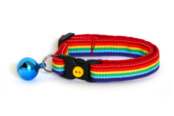 Rainbow Cat Collar Retro Rainbow Stripe Small by Pugs2Persians