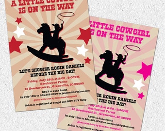 ... Shower Invitation, Rocking Horse, Red or Pink, Printable, DIY Digital