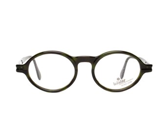 dark olive green glasses frames - oval vintage eyeglasses - original 80s panto eyewear in 30s / 40s style - verde