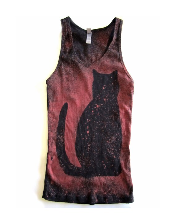 Black Cat Tank Top Galaxy Tank Bleached Womens EXTRA LARGE
