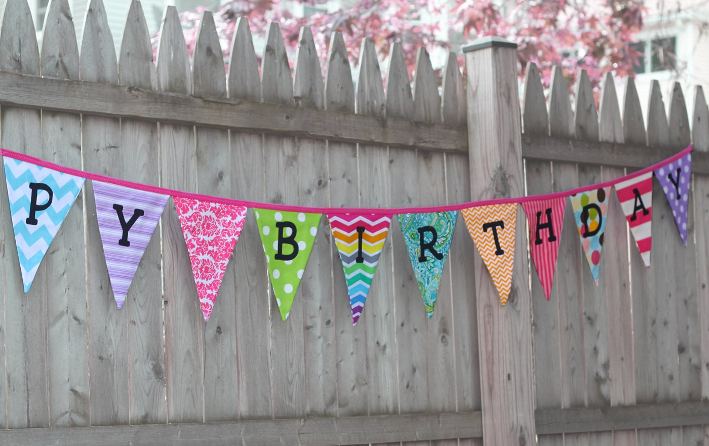 Happy Birthday Party Fabric Banner Reusable and Semi-custom