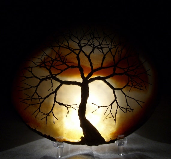 Black Wire Tree Of Life Metal Wall Art Sculpture On A Orange