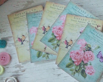 Tiffany and Co notecards - notecards - rose notecards - butterfly notecards - embellishments