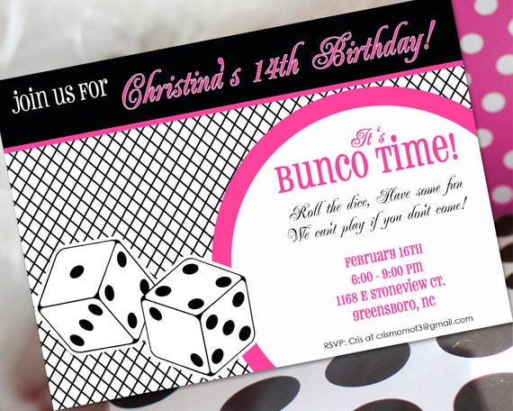 Bunco Birthday Party Invitations 1